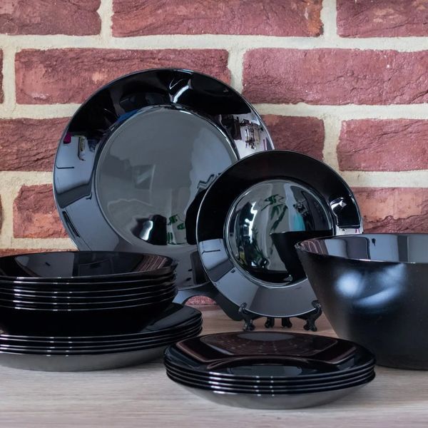 Сервіз столовий Luminarc Zelie 19 предметів (тех тара) чорний Zelie 19 Black фото